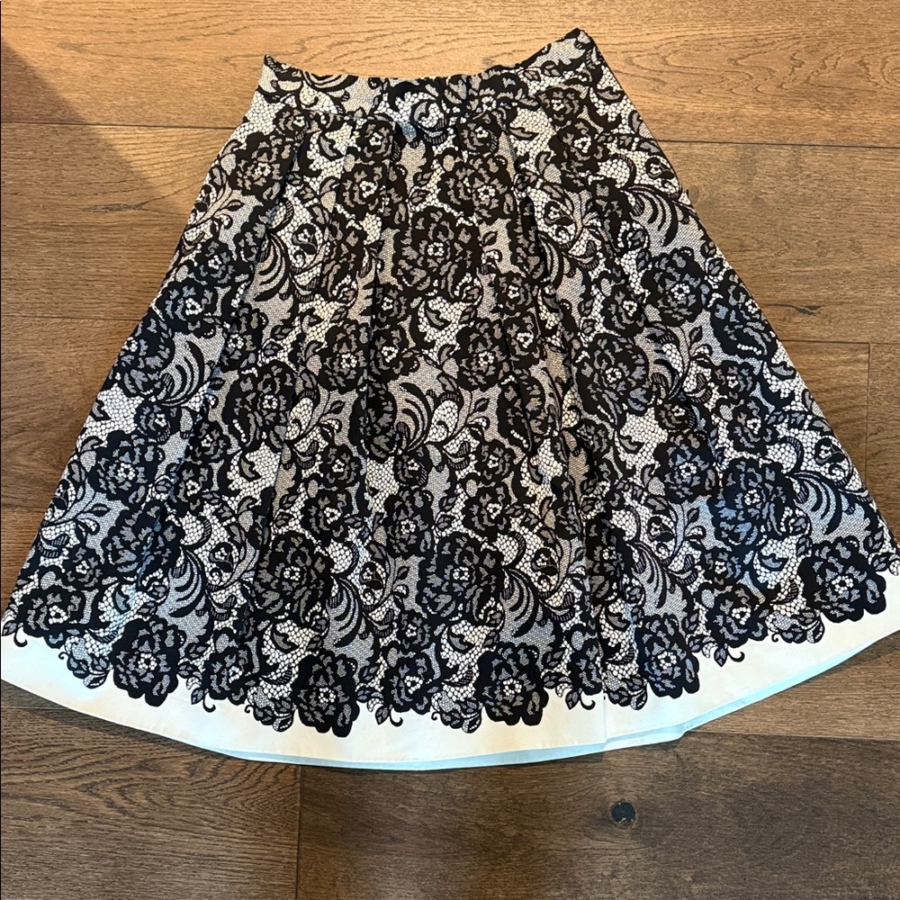 White House Black Market Women’s Black Lace Skirt - Elegant A-Line